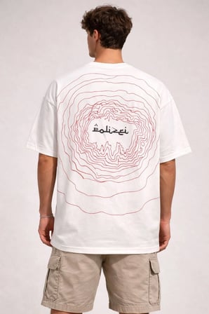 Erkek Kısa Kol Yazlık Tişört Bisiklet Yaka Baskılı Oversize T-Shirt - Beyaz