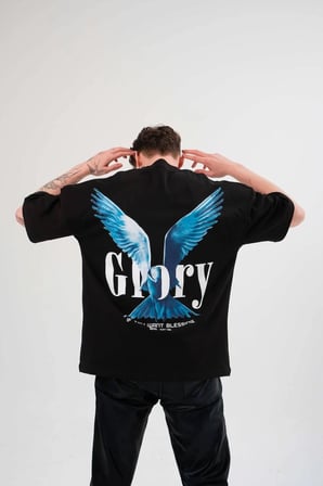 Erkek Tişört Yazlık Bisiklet Yaka Baskılı Kısa kol T-Shirt - Siyah