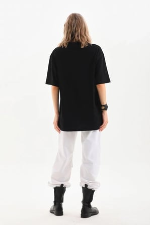 Kadın Düz  Kısa kol Penye T-shirt - Siyah