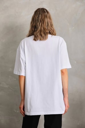 Kadın Düz  Kısa kol Penye T-shirt - Beyaz