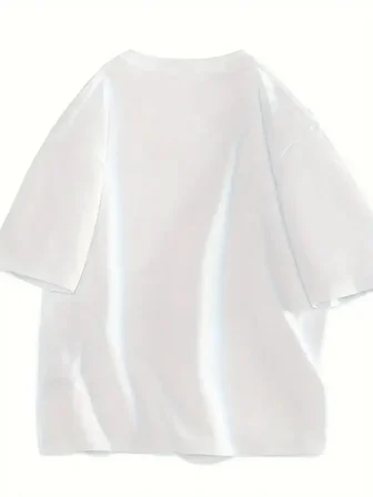 Kadın Gülücük Baskılı Tişört Kısa Kol Bisiklet Yaka Oversize T-Shirt - Beyaz
