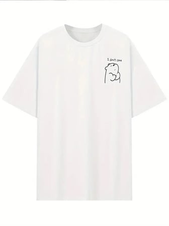 Kadın T-Shirt Kısa Kollu, "Umrumda Değil" Baskılı tişört - Beyaz