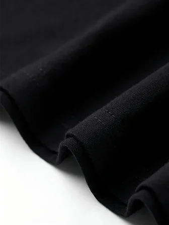 Kadın Kısa Kol Yazlık Tişört Bisiklet Yaka Baskılı Oversize T-Shirt - Siyah