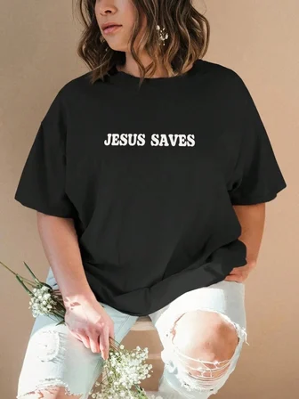 Kadın Baskılı T-Shirt Kısa Kol Bisiklet Yaka Oversize Rahat Kalıp Tişört - Siyah