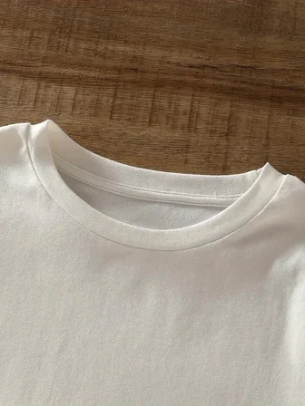 Kadın Kısa Kol Yazlık Tişört Bisiklet Yaka hi Baskılı T-Shirt - Beyaz