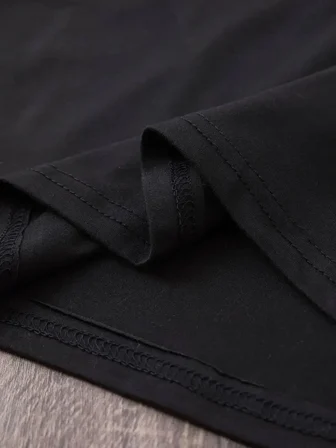 Kadın Tişört Shut Up Baskılı Kısa Kol Bisiklet Yaka T-Shirt - Siyah
