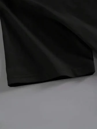 Kadın Kahve Desen Baskılı Tişört Kısa Kol Bisiklet Yaka Oversize T-Shirt - Siyah
