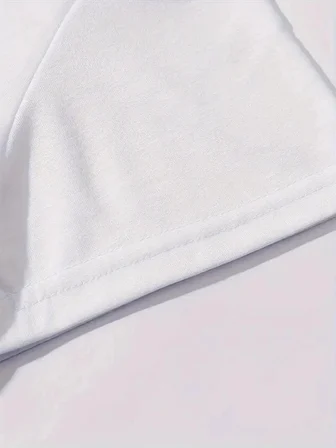 Kadın Kahve Desen Baskılı Tişört Kısa Kol Bisiklet Yaka Oversize T-Shirt - Beyaz