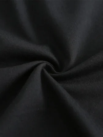 Kadın Baskılı Tişört Kısa Kol Bisiklet Yaka T-shirt - Siyah