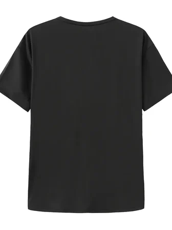 Kadın T-shirt Bisiklet Yaka Oversize Kısa Kollu Tişört - Siyah
