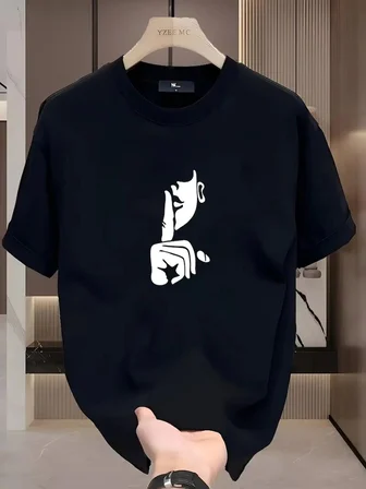 Kadın T-Shirt Bisiklet Yaka Kısa kol Baskılı Tişört - Siyah