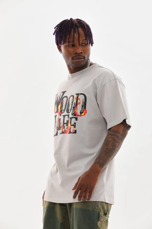 Erkek Kısa Kol Yazlık Tişört Bisiklet Yaka Baskılı Oversize T-Shirt - Gri