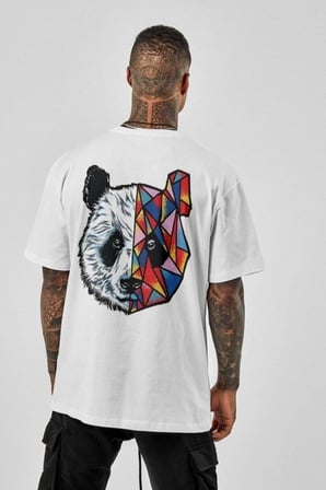 Erkek Baskılı T-Shirt Kısa Kol Bisiklet Yaka Regular Fit Rahat Kalıp Tişört -  Beyaz