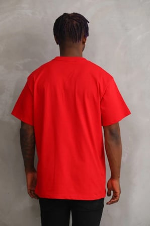 Erkek Baskılı T-Shirt Kısa Kol Bisiklet Yaka Rahat Kalıp Tişört - Kırmızı