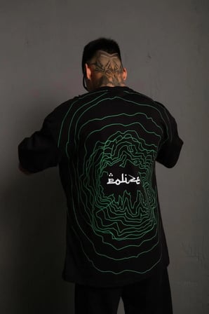 Erkek Kısa Kol Yazlık Tişört Bisiklet Yaka Baskılı Oversize T-Shirt - Siyah