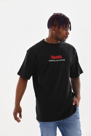 Erkek Baskılı T-Shirt Kısa Kol Bisiklet Yaka Rahat Kalıp Tişört  - Siyah