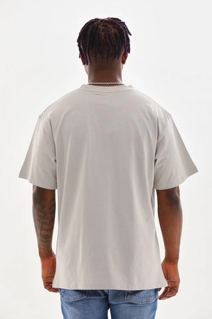 Erkek Baskılı T-Shirt Kısa Kol Bisiklet Yaka Rahat Kalıp Tişört - Gri