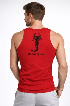 Erkek Spor Fitilli Kaşkorse Arka Basklı Atlet 3'lü Set Beyaz-Kırmızı-Kahverengi