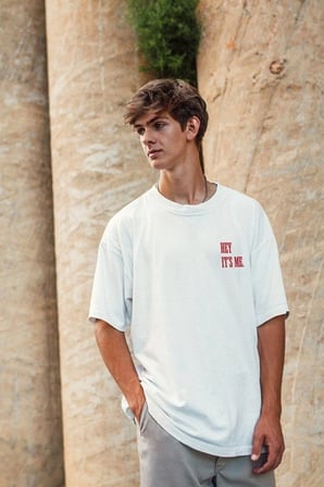 Erkek Baskılı T-Shirt Kısa Kol Bisiklet Yaka Regular Fit Rahat Kalıp Tişört - Beyaz