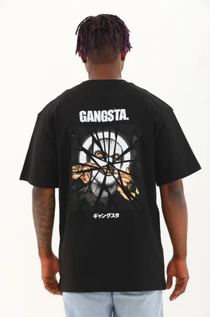Erkek Baskılı T-Shirt Kısa Kol Bisiklet Yaka Regular Fit Rahat Kalıp Günlük Tişört - Siyah