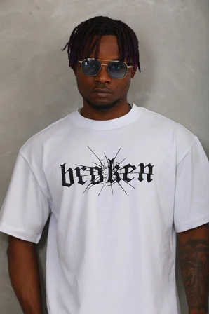 Erkek Baskılı T-Shirt Kısa Kol Bisiklet Yaka Regular Fit Rahat Kalıp Günlük Tişört - Beyaz