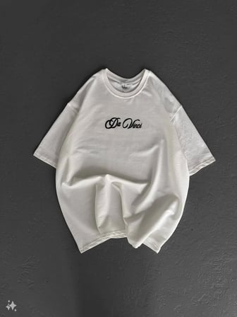 Kadın Baskılı T-Shirt Kısa Kol Bisiklet Yaka Oversize Rahat Kalıp Günlük Tişört - Beyaz