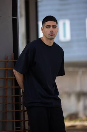 Erkek Düz T-Shirt Kısa Kol Bisiklet Yaka Regular Fit Rahat Kalıp Günlük Tişört - Siyah