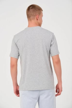 Erkek Düz T-Shirt Kısa Kol Bisiklet Yaka Regular Fit Rahat Kalıp Günlük Tişört - Gri