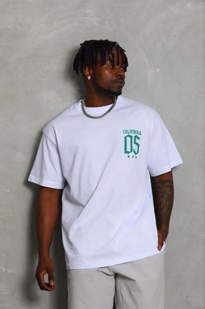 Erkek Baskılı T-Shirt Kısa Kol Bisiklet Yaka Regular Fit Tişört - Beyaz