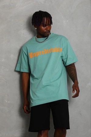 Erkek Baskılı T-Shirt Kısa Kol Bisiklet Yaka Regular Fit Tişört - Mint Yeşili