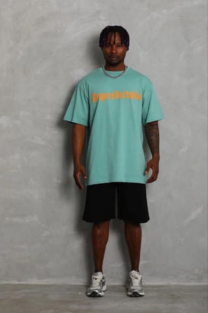 Erkek Baskılı T-Shirt Kısa Kol Bisiklet Yaka Regular Fit Tişört - Mint Yeşili