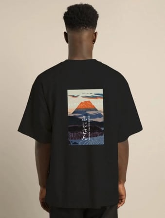 Erkek Kısa Kol Yazlık Tişört Bisiklet Yaka Baskılı Oversize T-Shirt - Siyah