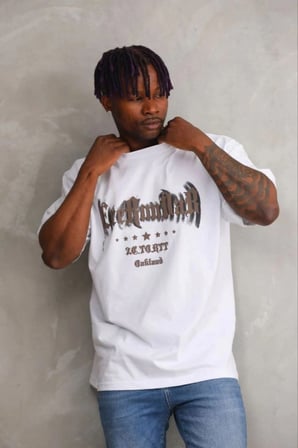 Erkek Baskılı T-Shirt Kısa Kol Bisiklet Yaka Regular Fit Tişört - Beyaz