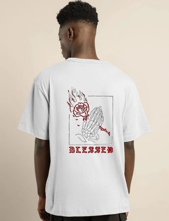 Erkek Baskılı T-Shirt Kısa Kol Bisiklet Yaka Regular Fit Rahat Kalıp Günlük Tişört - Beyaz