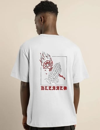 Erkek Baskılı T-Shirt Kısa Kol Bisiklet Yaka Regular Fit Rahat Kalıp Günlük Tişört - Beyaz