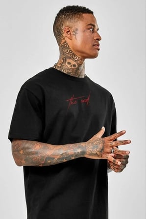 Erkek Baskılı T-Shirt Kısa Kol Bisiklet Yaka Regular Fit Rahat Kalıp Günlük Tişört - Siyah