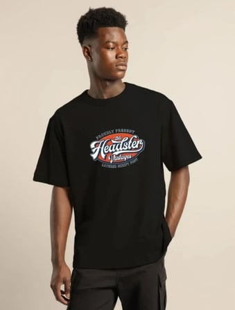 Erkek Baskılı T-Shirt Kısa Kol Bisiklet Yaka Regular Fit Rahat Kalıp Günlük Tişört - Siyah