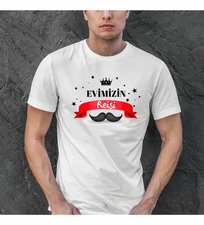 Babalar Günü Hediye Baba Temalı Baskılı Oversize Bisiklet Yaka T-shirt - Beyaz