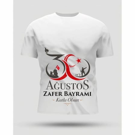 30 Ağustos Zafer Bayramı Baskılı Oversize Bisiklet Yaka T-shirt