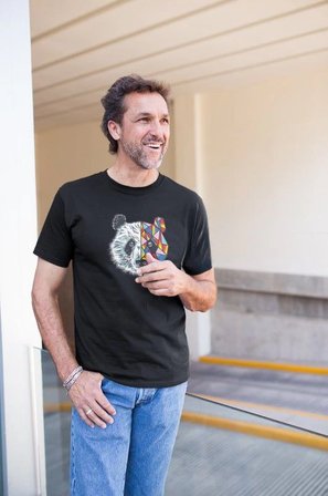 Erkek Kısa Kol Yazlık Tişört Bisiklet Yaka Baskılı Oversize T-Shirt - Siyah