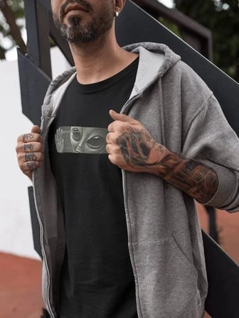 Erkek Kısa Kol Yazlık Tişört Bisiklet Yaka Baskılı Oversize T-Shirt - Siyah