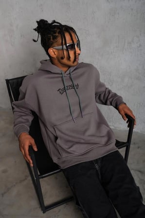 Erkek 3 İplik Pamuklu Kapüşonlu Kanguru Cepli Sweatshirt Hoodie -  Gri