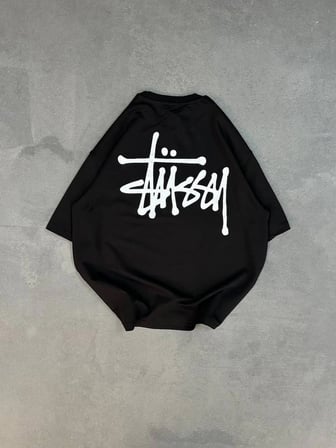 kadın Bisiklet Yaka Baskılı Oversize  Kısa kol T-Shirt - Siyah