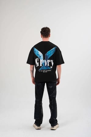 Erkek Tişört Yazlık Bisiklet Yaka Baskılı Kısa kol T-Shirt - Siyah