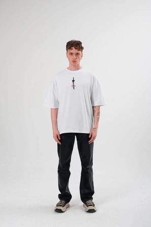 Erkek Baskılı T-Shirt Kısa Kol Bisiklet Yaka Regular Fit Rahat Kalıp Günlük Tişört - Beyaz
