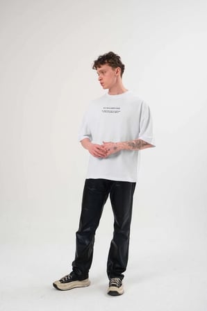 Erkek Baskılı T-Shirt Kısa Kol Bisiklet Yaka Regular Fit Rahat Kalıp Günlük Tişört - Beyaz