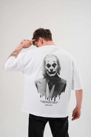 Erkek Baskılı T-Shirt Kısa Kol Bisiklet Yaka Regular Fit Rahat Kalıp Günlük Tişört - Beyaz