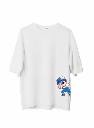 Erkek Baskılı T-Shirt Kısa Kol Bisiklet Yaka Regular Fit Rahat Kalıp Günlük Tişört - Beyaz