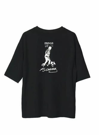 Erkek Kısa Kol Tişört Bisiklet Yaka ATATÜRK Baskılı T-Shirt - Siyah