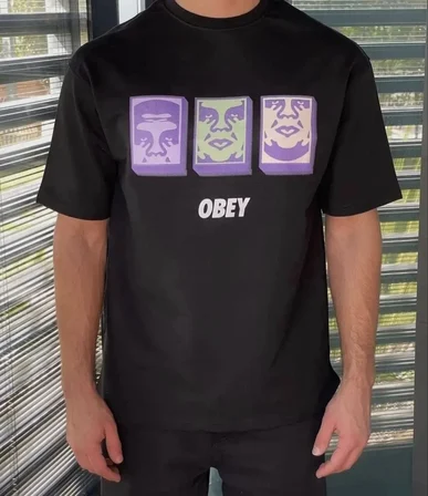 ERKEK Bisiklet Yaka Baskılı Oversize Kısa kol T-Shirt - Siyah